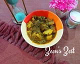 A picture of step 3 of Paalak Aloo Gosht.