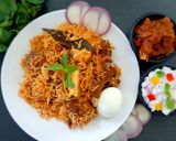 A picture of step 8 of Mutton biryani in electric rice cooker.