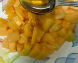 A picture of step 2 of Musk melon mint salad.