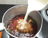 A picture of step 2 of Tulsi chai/ holy basil leaves tea.
