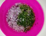 A picture of step 1 of Wholegrain chapati with onion and coriander.