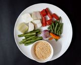 A picture of step 1 of Moong Dal with Veggies- Bottle Gourd,Drumsticks,Carrot & Beans.