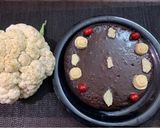 A picture of step 7 of Cauliflower chocolate cake with chocolate leaves.