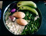 A picture of step 1 of Winter special healthy masaledar Kathiyawadi undhiyu.