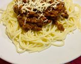 A picture of step 9 of Spaghetti Bolognese (Italian Red Sauce spaghetti).