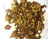 A picture of step 2 of Bitter gourd/karela stir-fry.