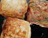 A picture of step 4 of Shami kabab bread Sandwich 😊.