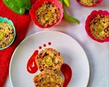 A picture of step 6 of Thinai pepper pizza muffins.