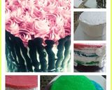 Foto langkah ke 9 dari resep Rainbow steam cake (w.butter cream topping /chocolate cage).