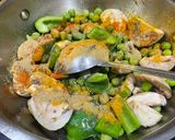 A picture of step 3 of Matar mushroom curry.
