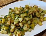 A picture of step 7 of Spicy Lebanese Potatoes in an air fryer- Batata harra.