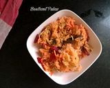 A picture of step 3 of Beetroot Pulav.