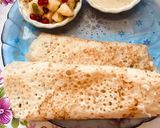 A picture of step 3 of Bhagar Dosa with potato and green chatani.