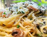 Foto langkah ke 12 dari resep Fettuccinie carbonara with telur ayam kate.