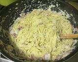 A picture of step 8 of Carbonara with the ingredients at home!.