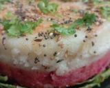 A picture of step 13 of Beetroot semolina double colour dhokla.