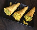 A picture of step 4 of Ice cream cone chaat.