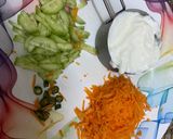 A picture of step 1 of Curd sandwich 🥪/cucumber/carrot mix with curd.