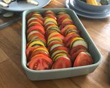A picture of step 3 of Easy but fancy looking Ratatouille 🐀 🍆 🍅.