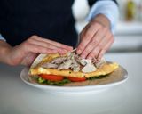 A picture of step 2 of Turkey Leftover Wrap.