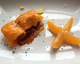 Foto del paso 10 de la receta: Carpaccio de calabaza relleno de pechuga de pollo acompañado de reducción de soja y mandarina