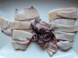 Milhojas de patata panadera y calamares