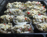 Foto del paso 5 de la receta: Berenjenas y calabacines rellenos de guisantes con salsa blanca