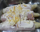 Foto del paso 3 de la receta: Espárragos blancos con jamón cocido y gratinados con mayonesa