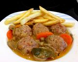A picture of step 11 of Homemade Meatballs in Sauce with French Fries.