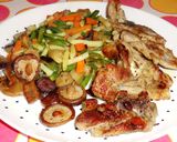 Foto del paso 3 de la receta: Parrillada de chuletas de pavo, setas y verduras