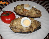 Foto del paso 7 de la receta: Berenjenas rellenas con bechamel, gambas y atún