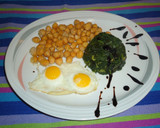Foto del paso 6 de la receta: Espinacas salteadas con garbanzos fritos y huevos de codorniz