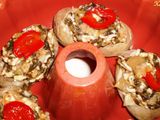 Boniatos o patatas rellenas de judías italianas con espinacas en microondas