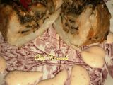 Boniatos o patatas rellenas de judías italianas con espinacas en microondas
