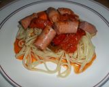 Foto del paso 9 de la receta: Espaguetis con longaniza de pavo y pollo en salsa de verduras