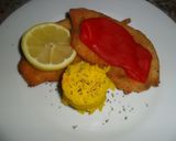 Foto del paso 11 de la receta: Filetes de pollo rebozados con arroz al azafrán