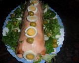 Foto del paso 6 de la receta: Arrollado de pionono relleno de pavo, olivas y palmitos