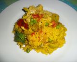 Foto del paso 7 de la receta: Arroz al azafrán con verduras, pollo y conejo
