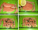 Foto del paso 1 de la receta: Salmón y langostinos con all-i-oli gratinado