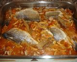 Foto del paso 7 de la receta: Lubina al horno con salsa de calamares y gambas
