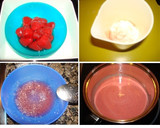 Foto del paso 1 de la receta: Flan de fresas en almíbar y uvas crujientes