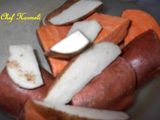 Puré de las tres raíces, patatas, boniatos y zanahoria