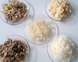 Foto del paso 1 de la receta: Triángulos de pollo, queso champiñón con pasta brick