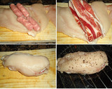 Foto del paso 1 de la receta: Rollitos de pollo rellenos de jamón y salchichas