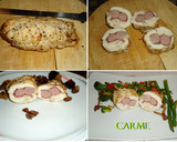 Foto del paso 7 de la receta: Rollitos de pollo rellenos de jamón y salchichas