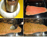 Foto del paso 3 de la receta: Salmón con crujiente de almendras, dátiles rellenos y ensalada
