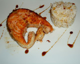 Foto del paso 4 de la receta: Salmón al albariño con timbal de arroz con queso y nueces