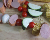 Foto del paso 3 de la receta: Brochetas de salchichas de pollo