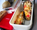 Foto del paso 7 de la receta: Berenjenas rellenas con calabaza, arroz integral y gambas