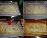 Foto del paso 3 de la receta: Banda de hojaldre con huevos y virutas de jamón